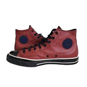 CONVERSE BY YOU BLACK/RED LEATHER MEN'S SIZE 13  ALL STAR CHUCK TAYLOR